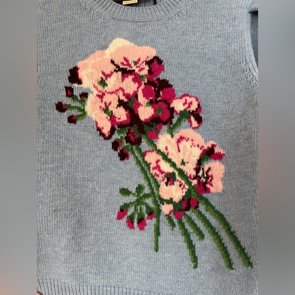 Gucci light blue Intarsia puff sleeve wool sweater - Picture 7 of 10